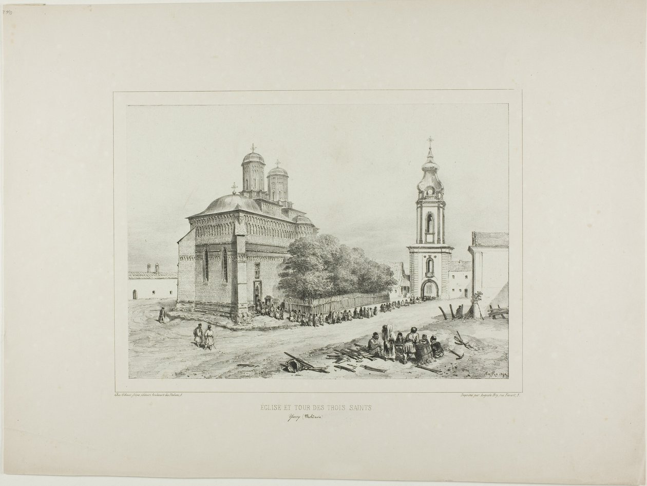 De tre helgeners kirke og tårn, Yassy, Modavia, 19. juli 1837 af Denis Auguste Marie Raffet