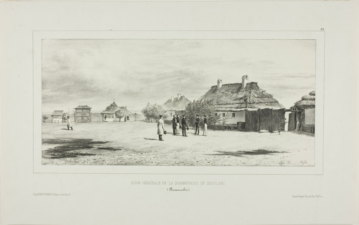 Karantænegeneralens gårdsplads, Skoulani, Bessarabien af Denis Auguste Marie Raffet