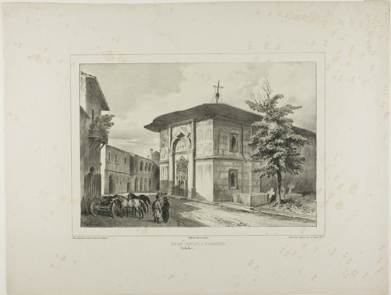 Græsk kirke, Bukarest, Valakiet, 15. juli 1837 af Denis Auguste Marie Raffet