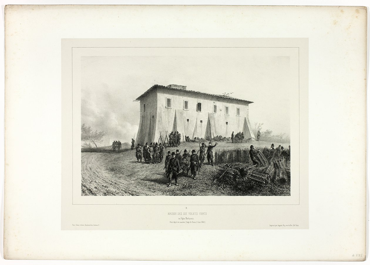 House of Six Green Shutters, fra Memories of Italy: Ekspedition fra Rom af Denis-Auguste-Marie Raffet