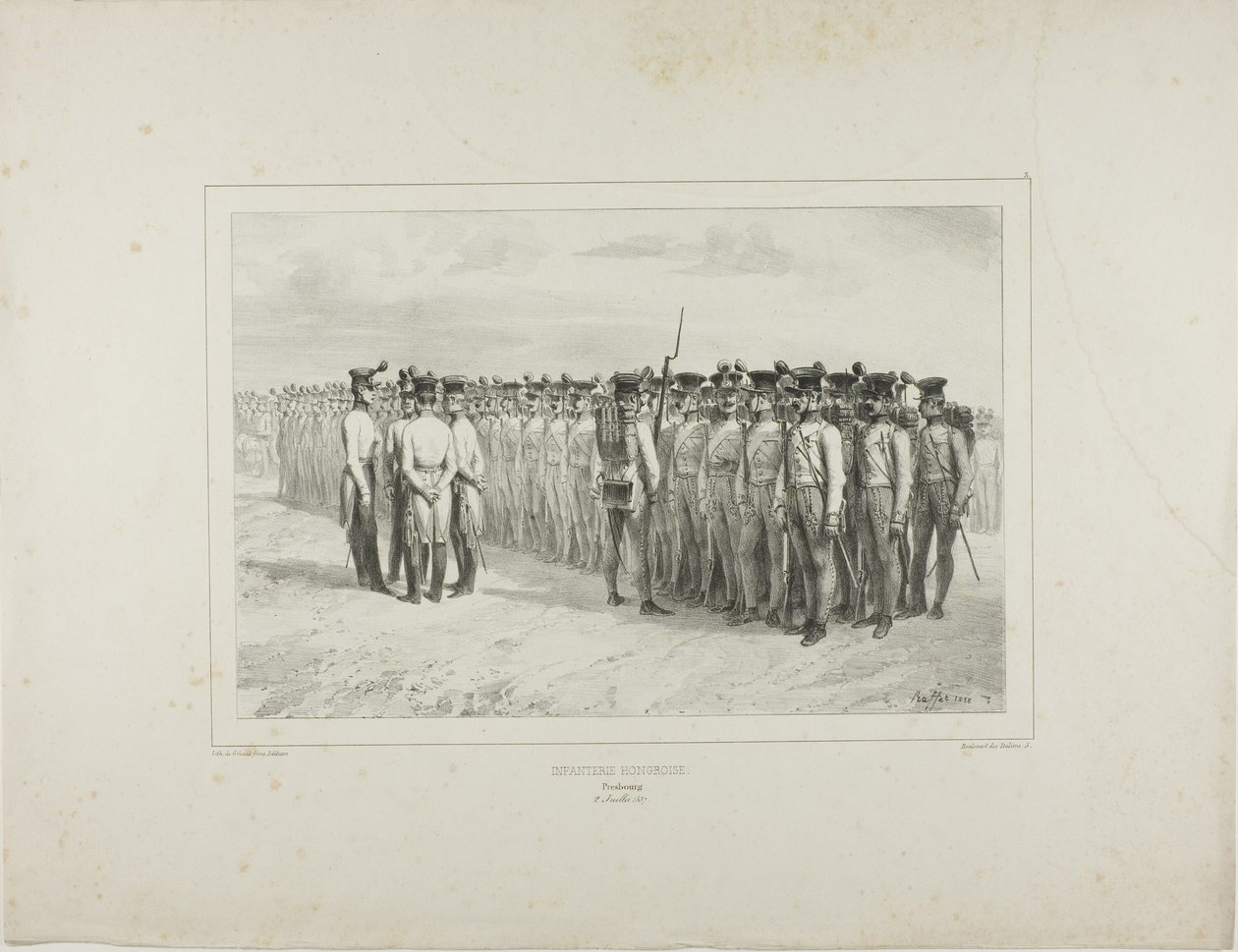 Ungarsk infanteri, Presbourg, 2. juli 1837 af Denis Auguste Marie Raffet