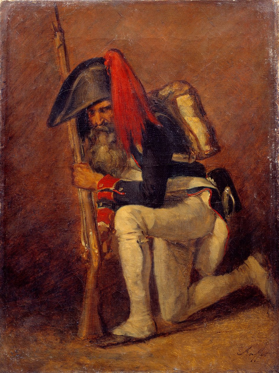 Le soldat de la Premiere Republique Maleri af Denis Auguste Raffet (1804-1860) 1800-tallet søn. 0,31x0,23 m af Denis Auguste Marie Raffet