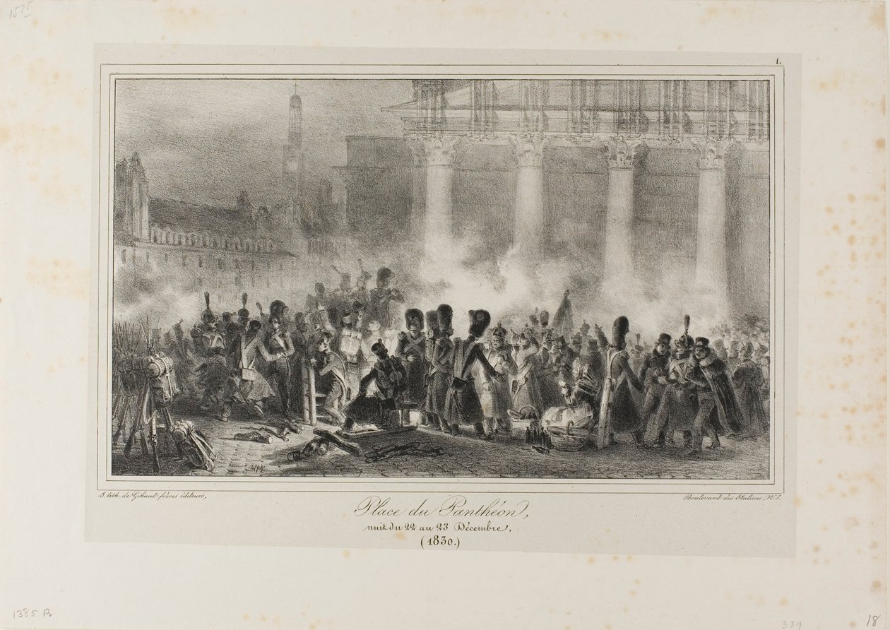 Place du Pantheon, natten mellem 22. og 23. december 1830 af Denis Auguste Marie Raffet