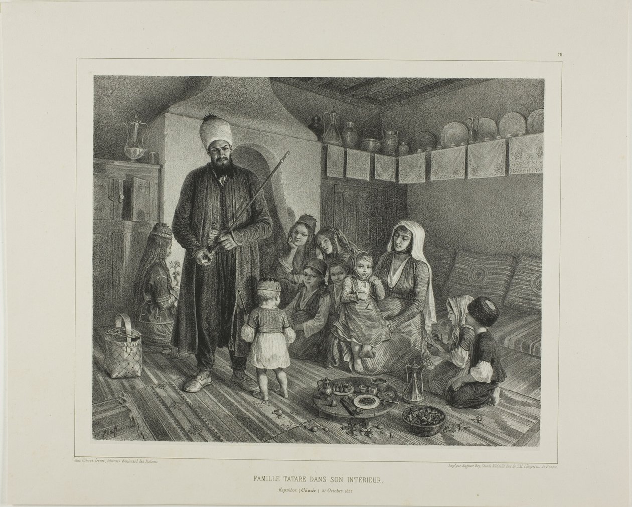 Tartarfamilie i deres hjem, Kapskhor, Krim, 21. oktober 1837 af Denis Auguste Marie Raffet