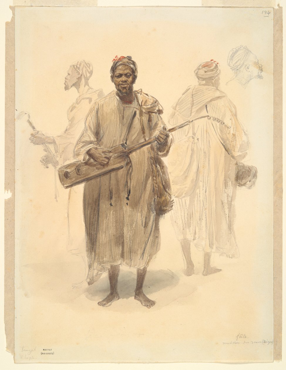 En maurisk gademusiker? Tangier (en maurisk gademusiker i Tangier) af Denis-Auguste-Marie Raffet