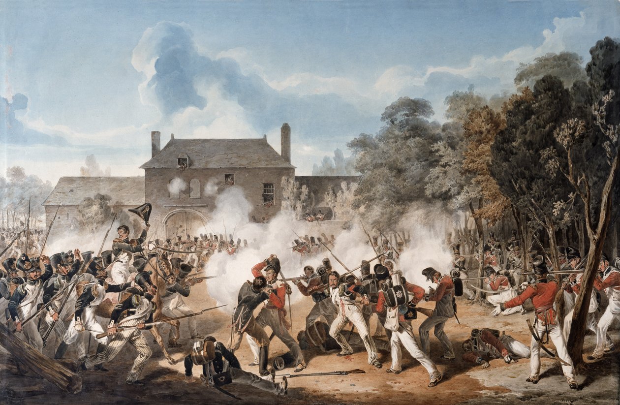 Forsvar af Chateau de Hougoumont af flankekompagniet, Coldstream Guards 1815, 1815 af Denis Dighton