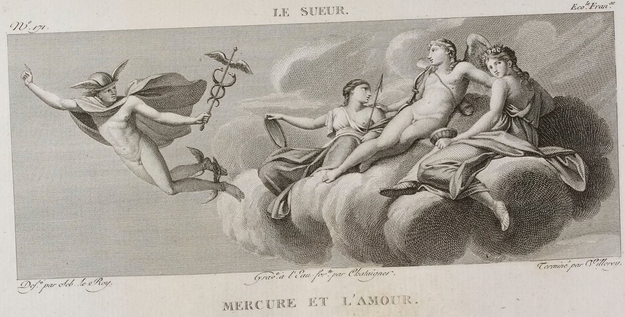 Denis-Sébastien Leroy, Antoine-Claude-François Villerey og Chataigner - Merkur og kærlighed, efter Eustache Le Sueur - 1802-1815 af Denis Sebastien Leroy