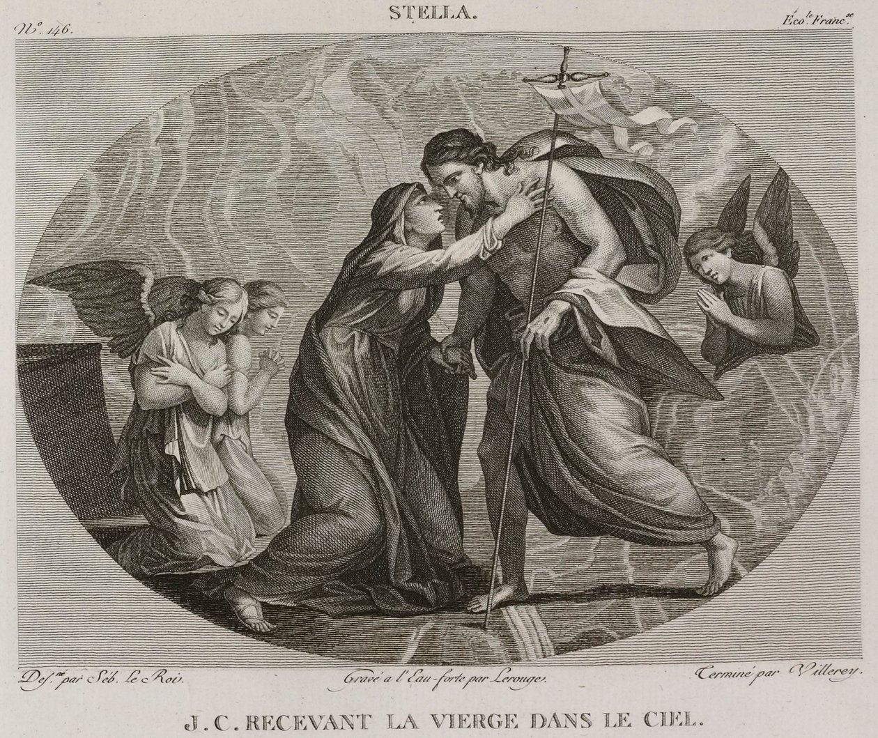 Denis-Sébastien Leroy, Antoine-Claude-François Villerey et Lerouge - Jesus Kristus modtager jomfruen i himlen, efter Jacques Stella - 1802-1815 af Denis Sebastien Leroy