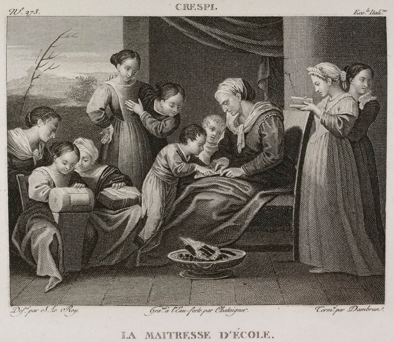 Denis-Sébastien Leroy, Chataigner og Dambrun - Skolelærerinden, efter Giuseppe Crespi - 1802-1815 af Denis Sebastien Leroy