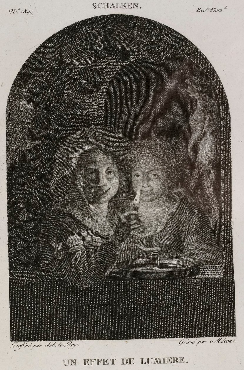 Denis-Sébastien Leroy et Mécou - En lyseffekt, efter Schalken - 1802-1815 af Denis Sebastien Leroy