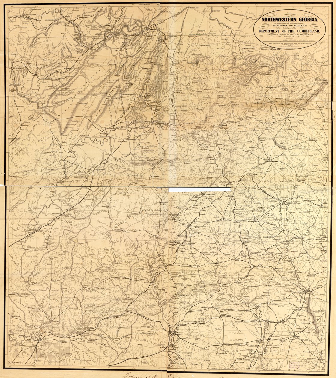 Northwestern Georgia (med dele af de tilstødende stater Tennessee og Alabama) er en del af Department of the Cumberland af Denis; United States. War Department. Engineer Bureau Callahan