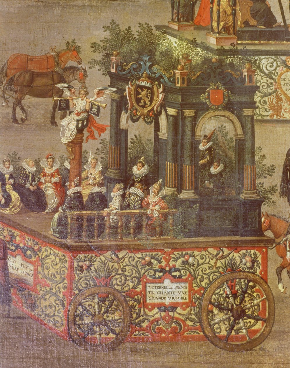 Ærkehertuginde Isabellas triumf i Ommeganck i Bruxelles den 31. maj 1615, detalje af bilen ved Isabellas domstol, 1615 (detalje af 75629) af Denys van Alsloot