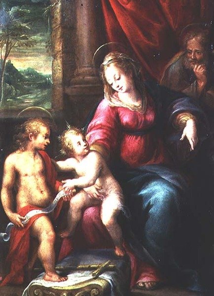 Madonna og barn med Johannes Døberen af Denis Calvaert