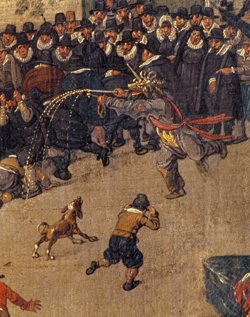Ærkehertuginden Isabellas triumf i Bruxelles Ommerganck den 31. maj 1615, detalje af mængden og en udklædt figur af Denys van Alsloot