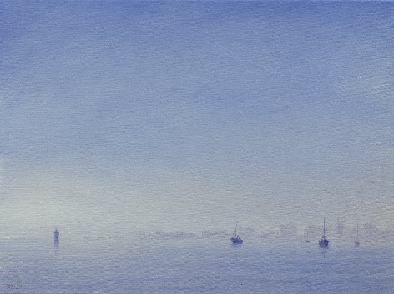 Mumbai Harbor (olie på lærred) af Derek Hare