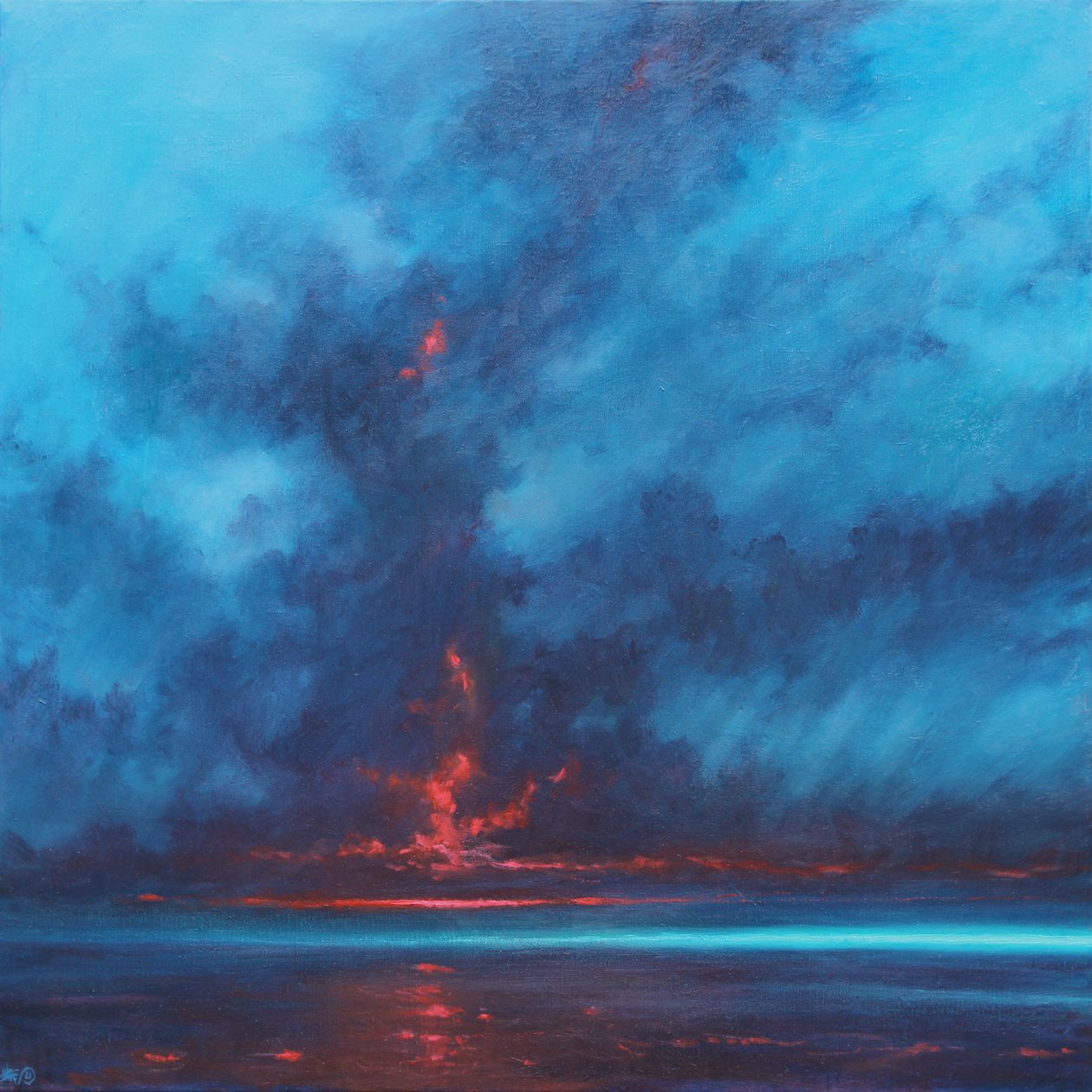 Sky Fire, 2021 (Olie on Canvas) af Derek Hare