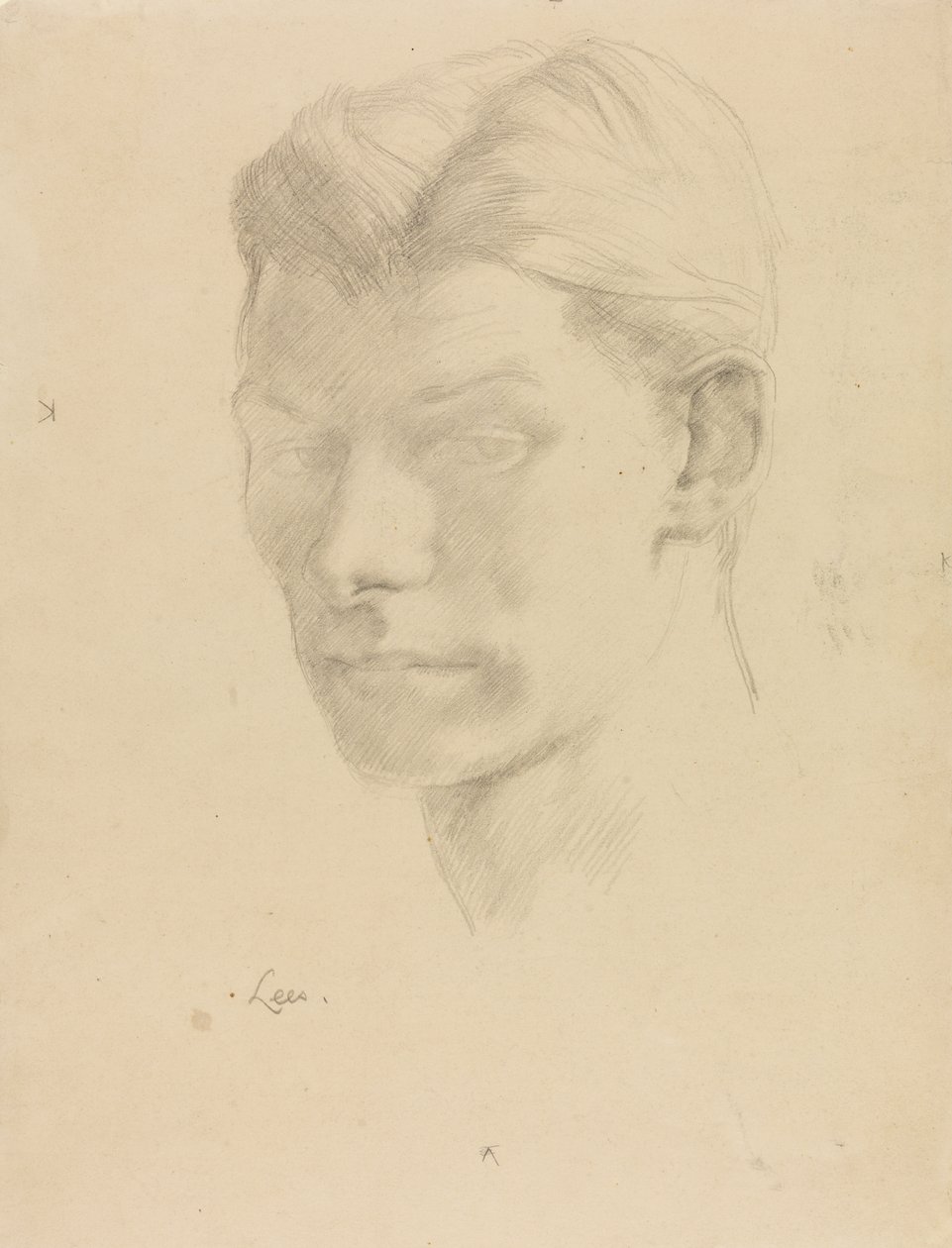 Portræt af en mand, ca. 1906-08 (blyant på papir) af Derwent Lees