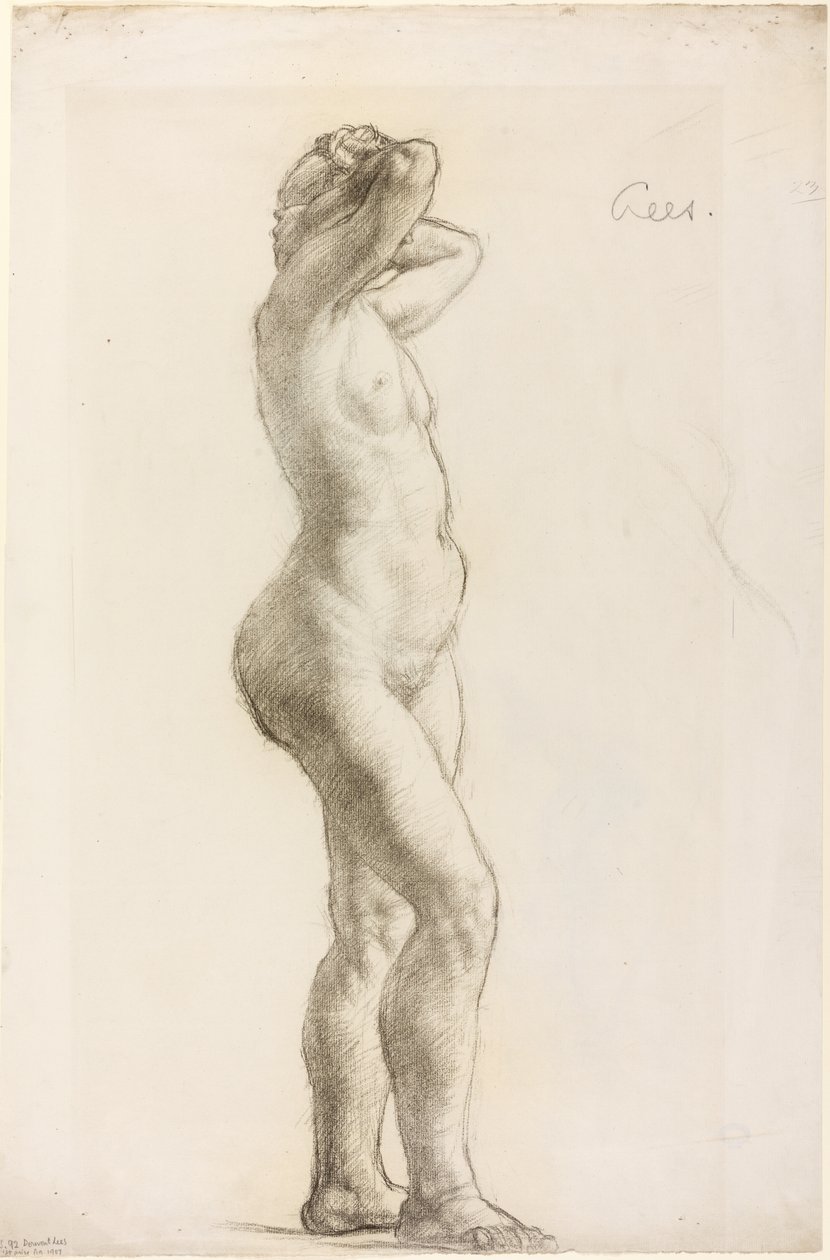 Studie af en kvindefigur, ca. 1906-07 (sort kridt på papir) af Derwent Lees