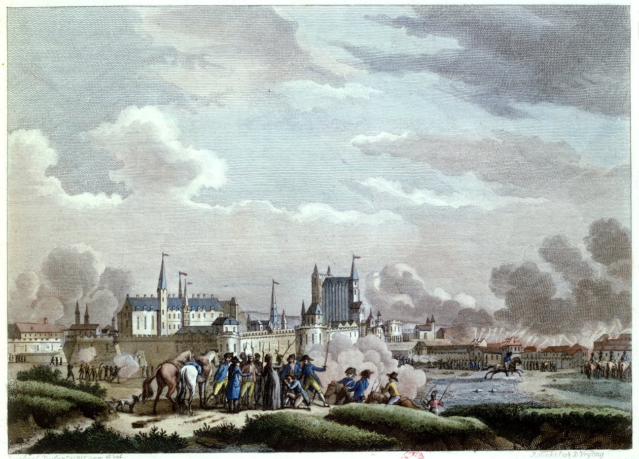 Angrebet på Nantes, den 27.-29. juni 1793, af Vendean Insurgents, 1800 (farvestik) af Desfontaines
