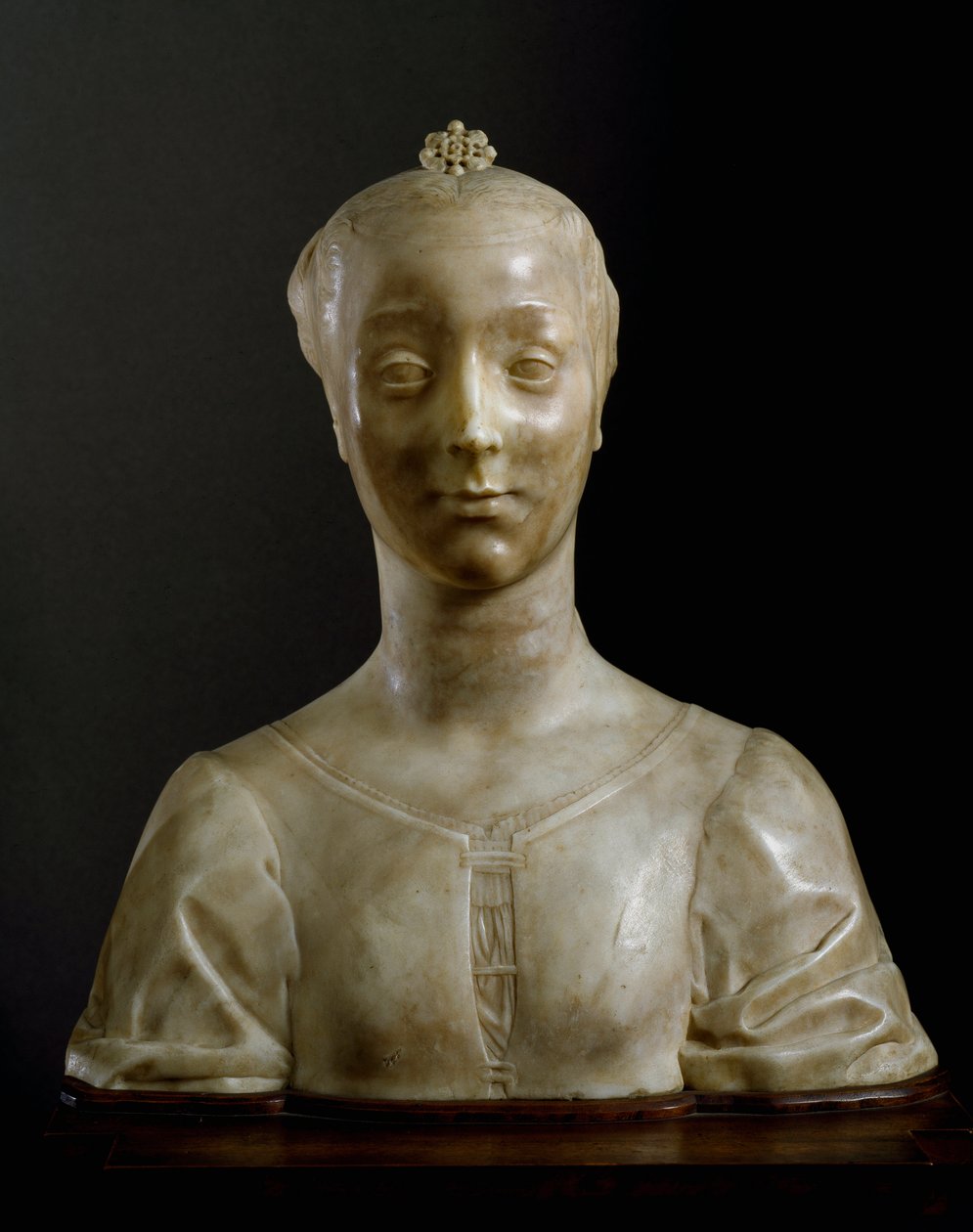 Buste af ung dame Marmorskulptur af Desiderio da Settignano (ca.1430-1464) Dim. 146 cm Firenze, Bargello Nationalmuseum af Desiderio da Settignano