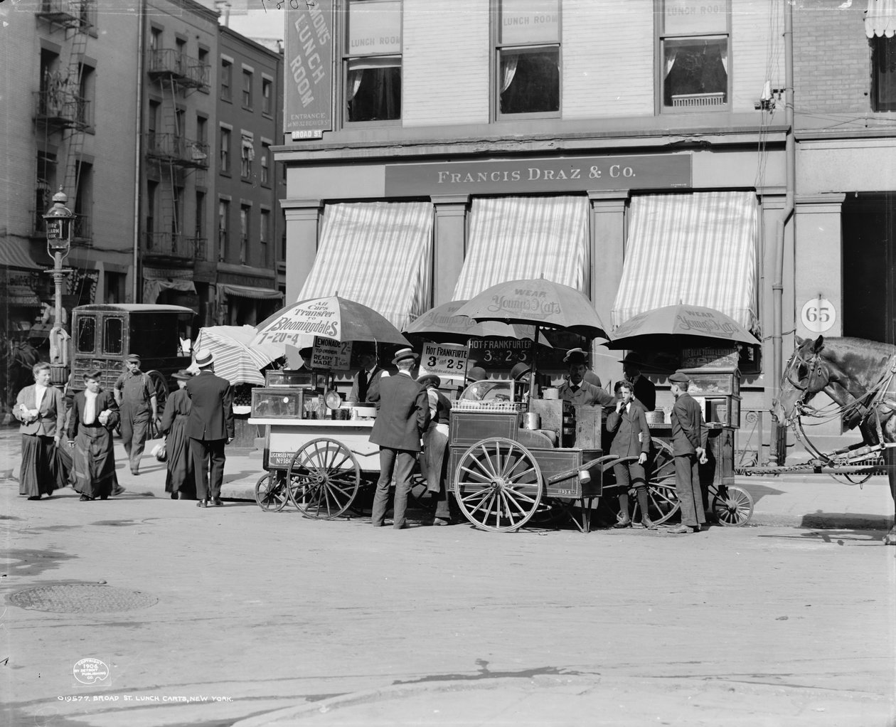 Broad St. frokostvogne, New York, N.Y., ca. 1906 af Detroit Publishing Co.
