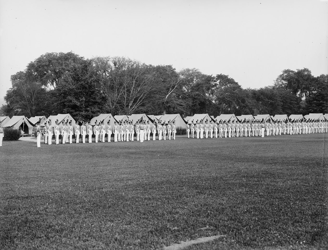Kjoleparade, solnedgangspistol og farver, West Point, New York, ca. 1905 af Detroit Publishing Co.