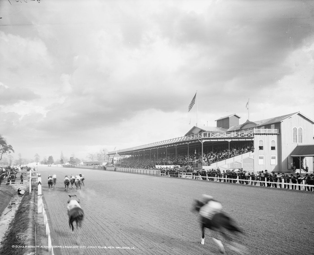 Afslutning på en handicappet, Crescent City Jockey Club, New Orleans, Louisiana, ca. 1906 af Detroit Publishing Co.