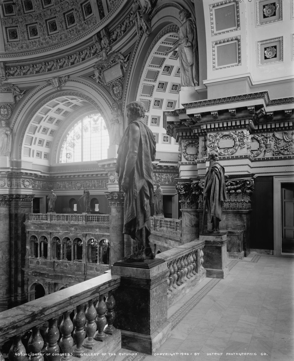 Library of Congress, Rotundens galleri, ca. 1900 af Detroit Publishing Co.