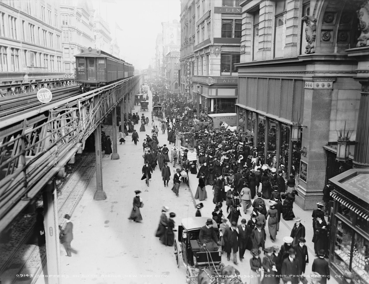 Shoppere på Sixth Avenue, New York City, ca. 1903 af Detroit Publishing Co.