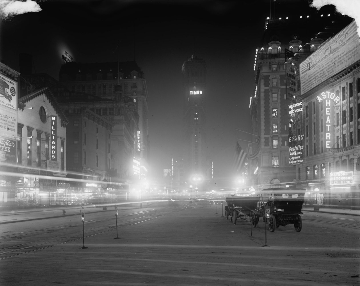 Times Square om natten, New York, New York, N.Y., ca. 1900-15 af Detroit Publishing Co.