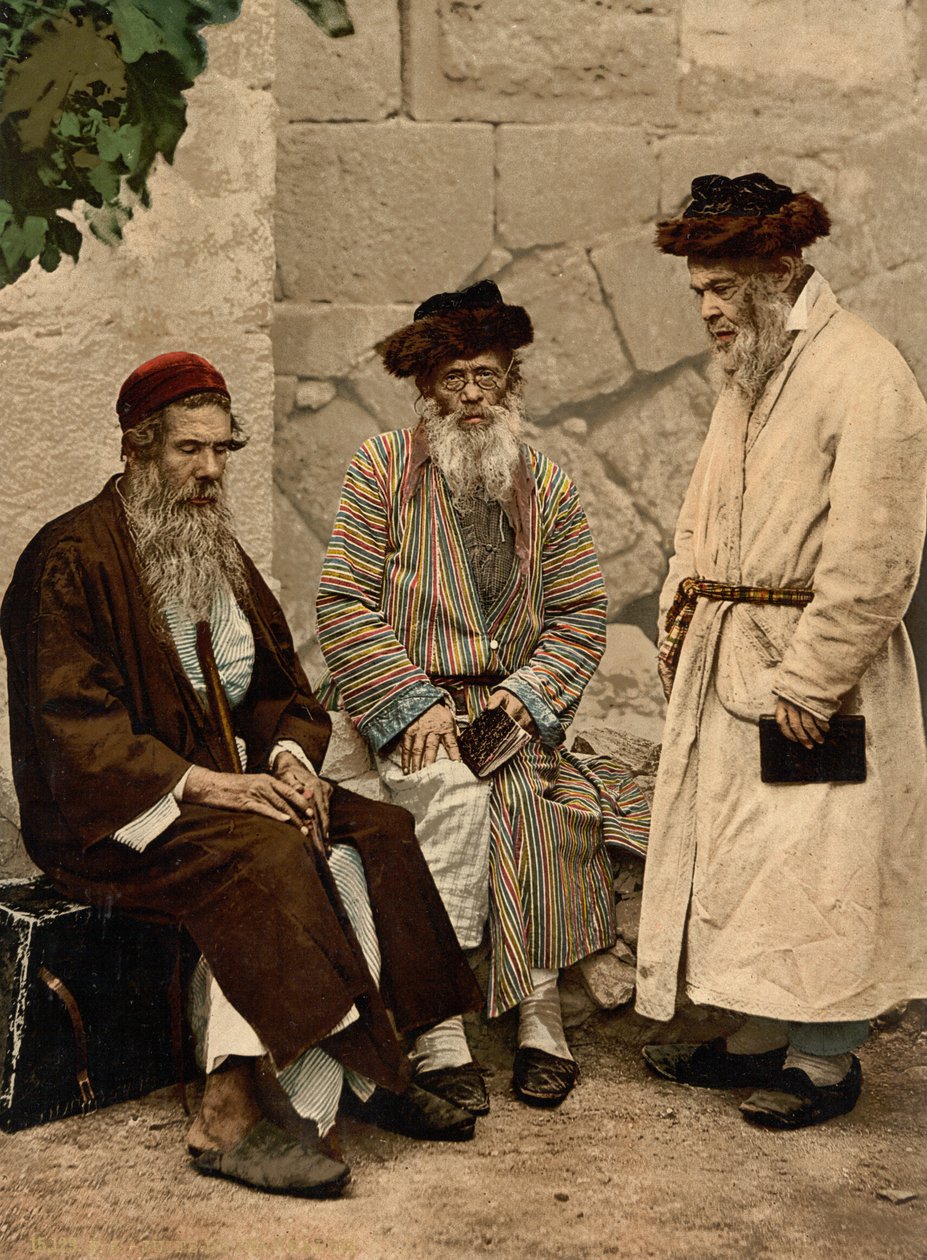 Typer af jøder i Jerusalem, Det Hellige Land, ca. 1890-c. 1900 (fotokromtryk) af Detroit Photographic Co.