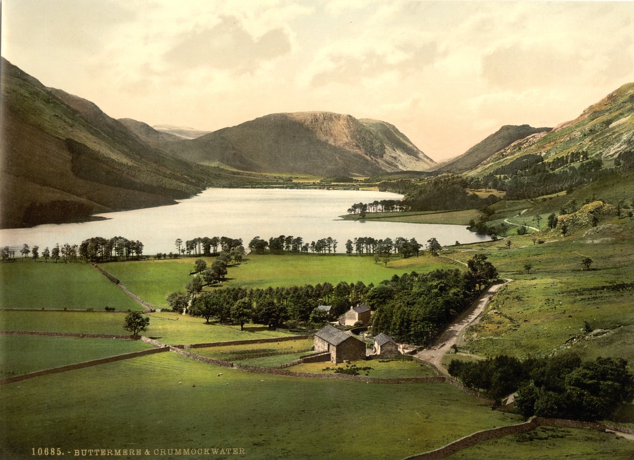 Buttermere og Crummock Water, Lake District, England, ca. 1900 af Detroit Publishing Co.