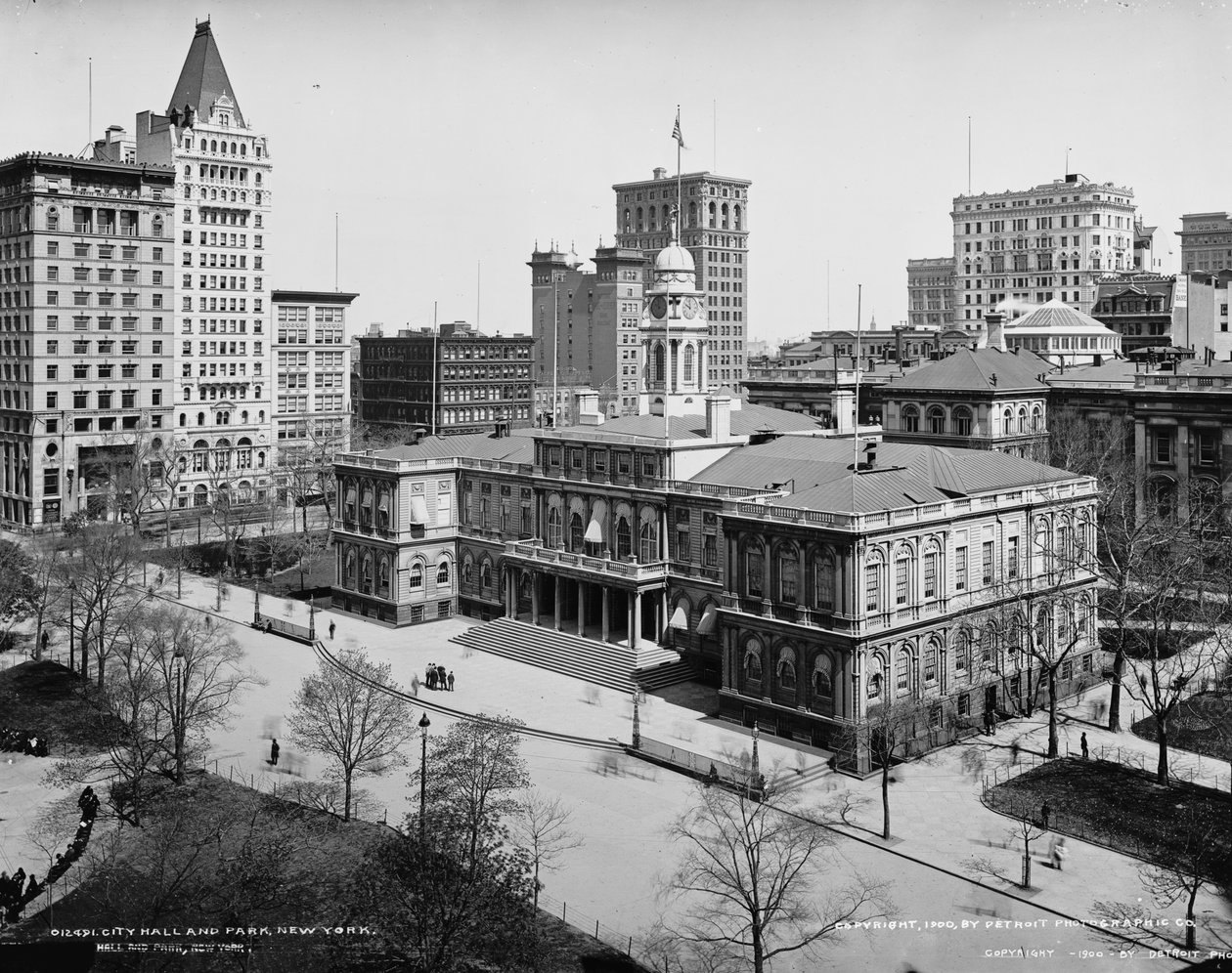 Rådhus og park, New York, ca. 1900 af Detroit Publishing Co.