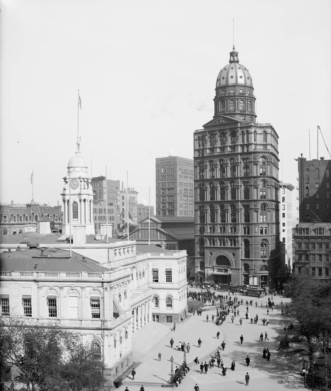 City Hall and World Building, New York City, USA, ca. 1905 (s/h-foto) af Detroit Publishing Co.