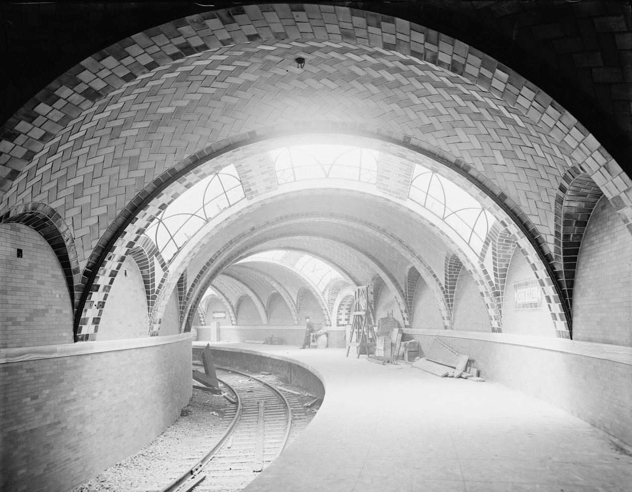 City Hall metrostation, New York, ca. 1904 (s/h-billede) af Detroit Publishing Co.