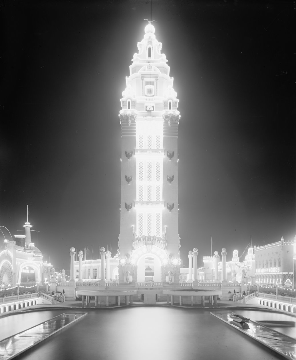 Drømmeland om natten, Coney Island, New York City, ca. 1905 (s/h-billede) af Detroit Publishing Co.