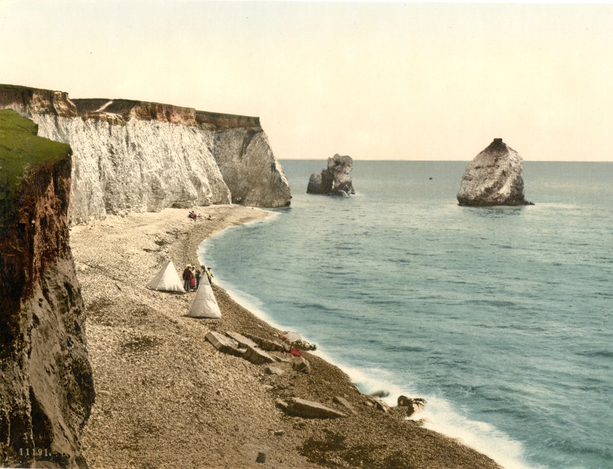 Freshwater Bay Arch og Stag Rocks, Isle of Wight, England, ca. 1900 af Detroit Publishing Co.