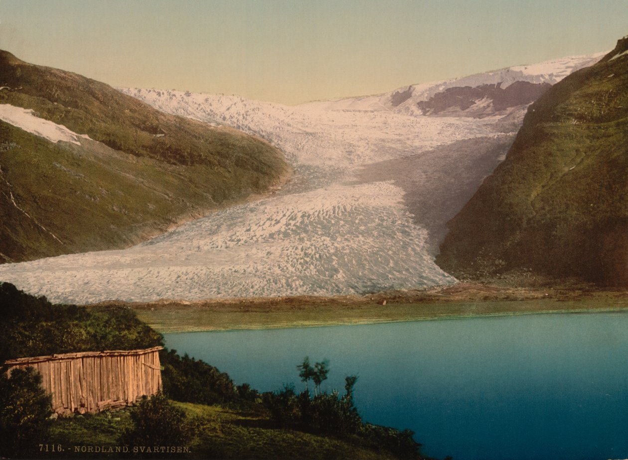 Glacier, Svartisen, Norge, Fotokromtryk, ca. 1900 af Detroit Publishing Co.