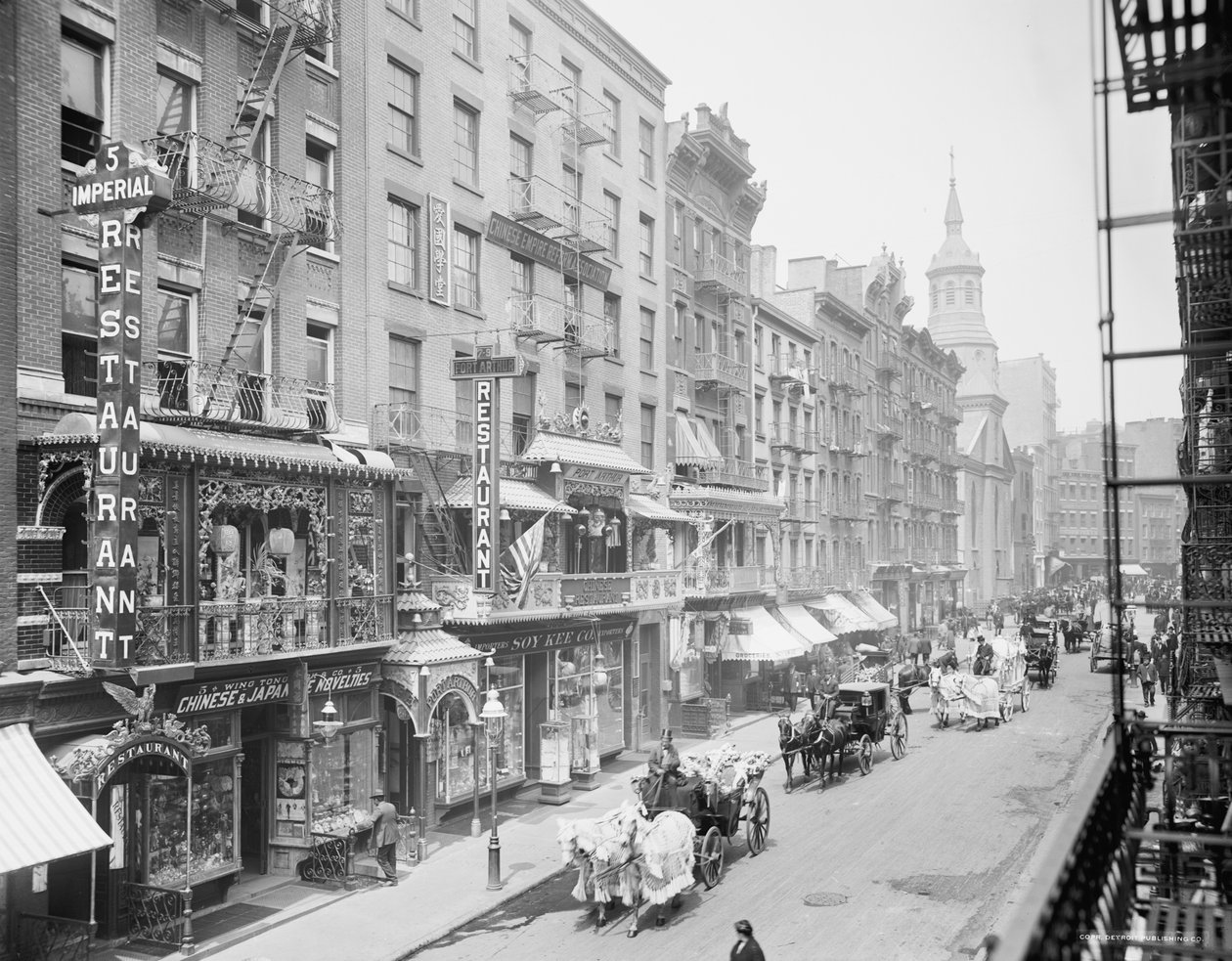 Mott Street, Chinatown, New York, ca. 1905 (s/h-billede) af Detroit Publishing Co.