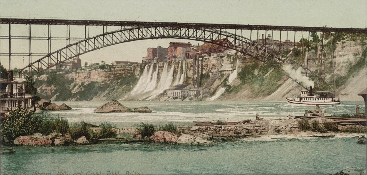 Niagara, møller og Grand Trunk Bridge, ca. 1900 af Detroit Publishing Co.