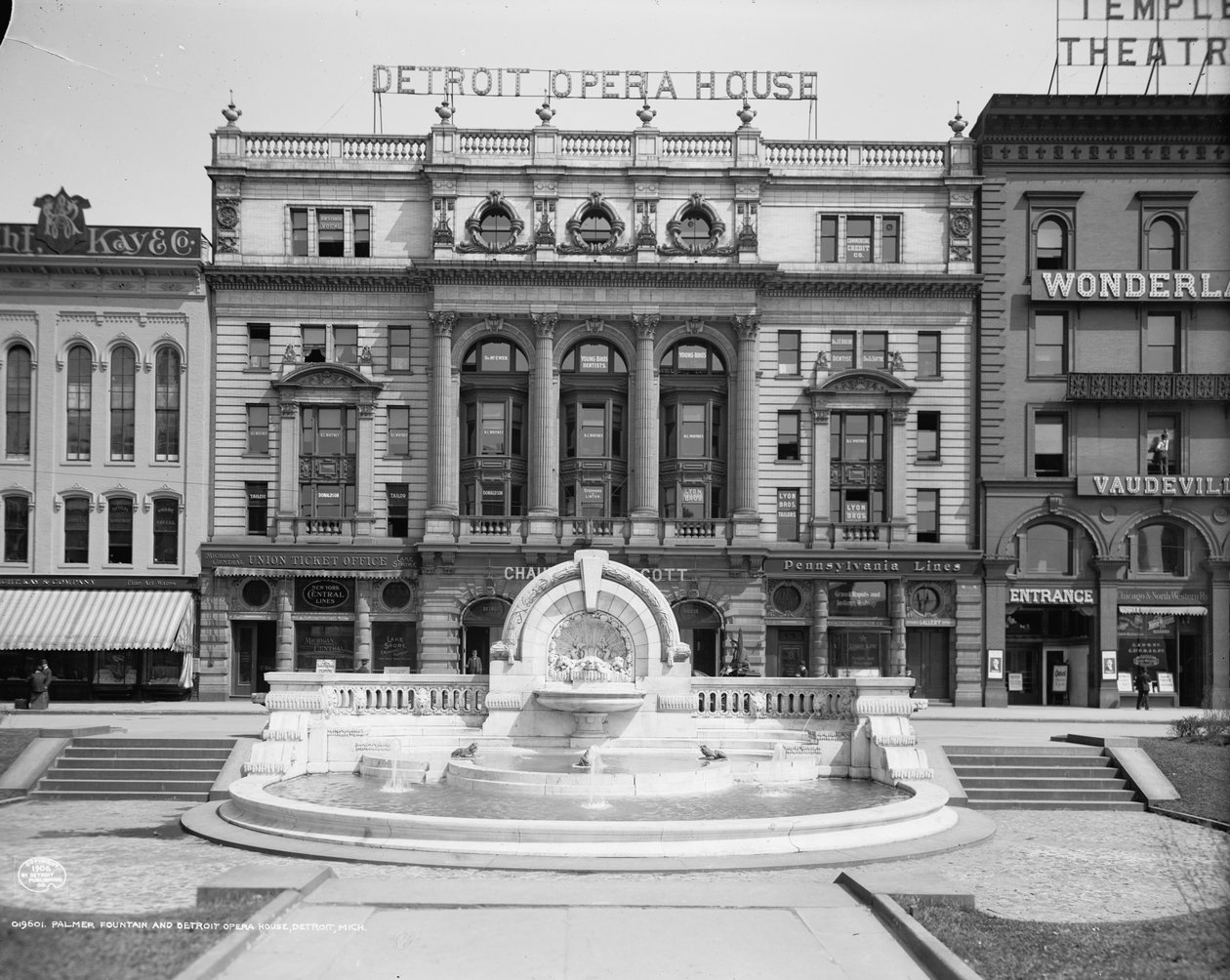 Palmer Foundation og Detroit Opera House, Detroit, Michigan, ca. 1906 af Detroit Publishing Co.