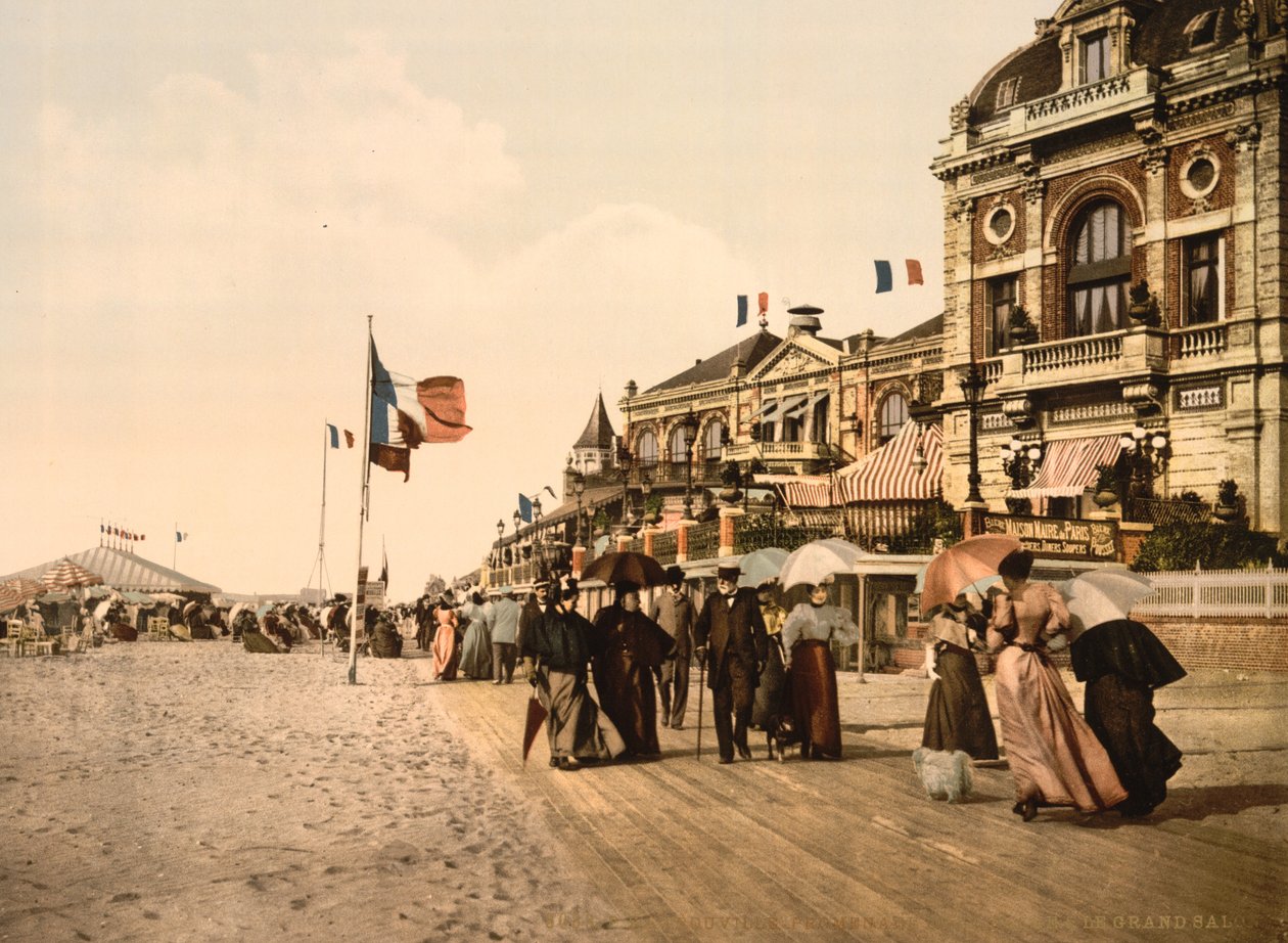 Promenade og Grand Salon, Trouville-sur-Mer, Frankrig, ca. 1905 (farvet foto) af Detroit Publishing Co.