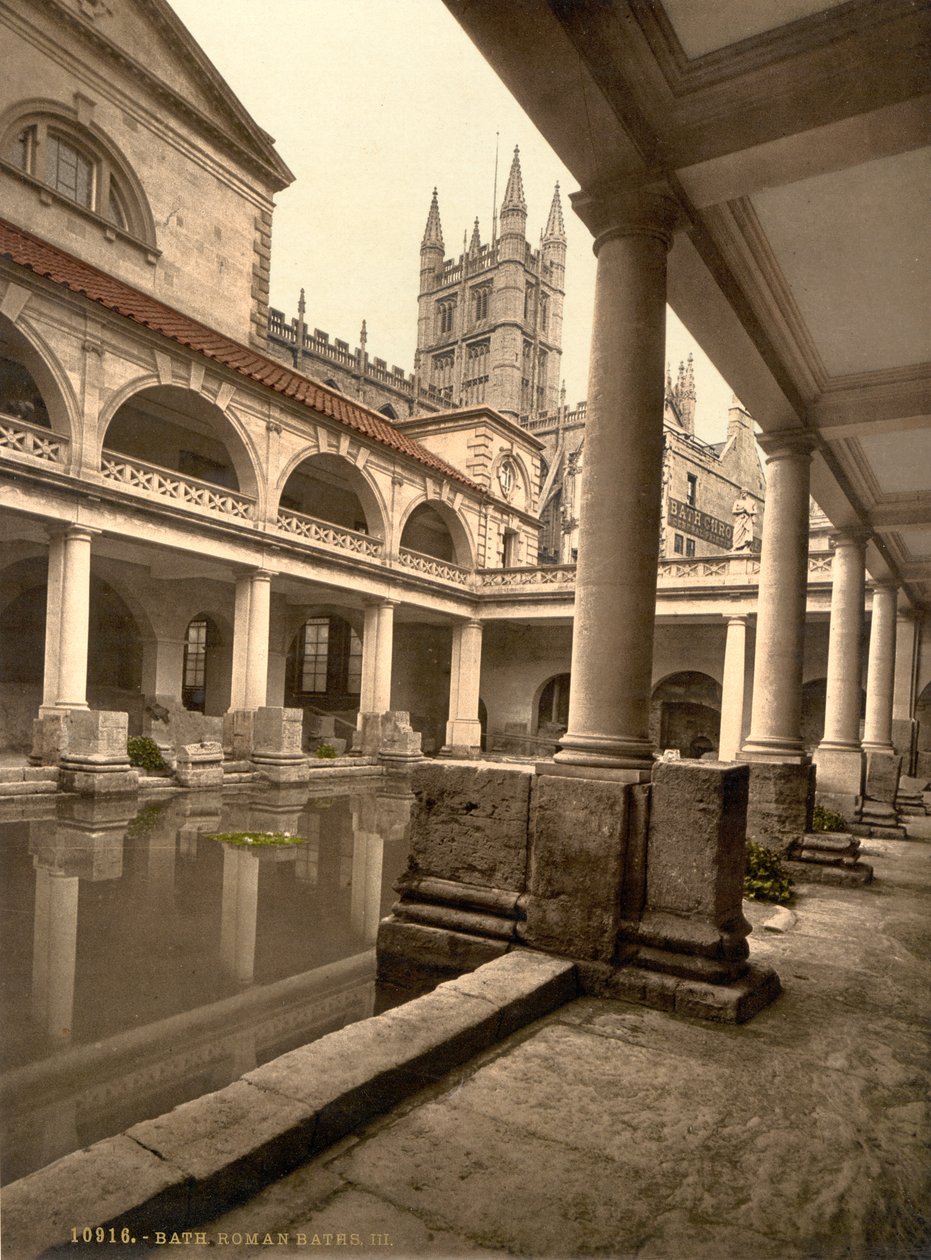 Romerske bade og kloster, Bath, ca. 1890-1900 (fotokromtryk) af Detroit Publishing Co.