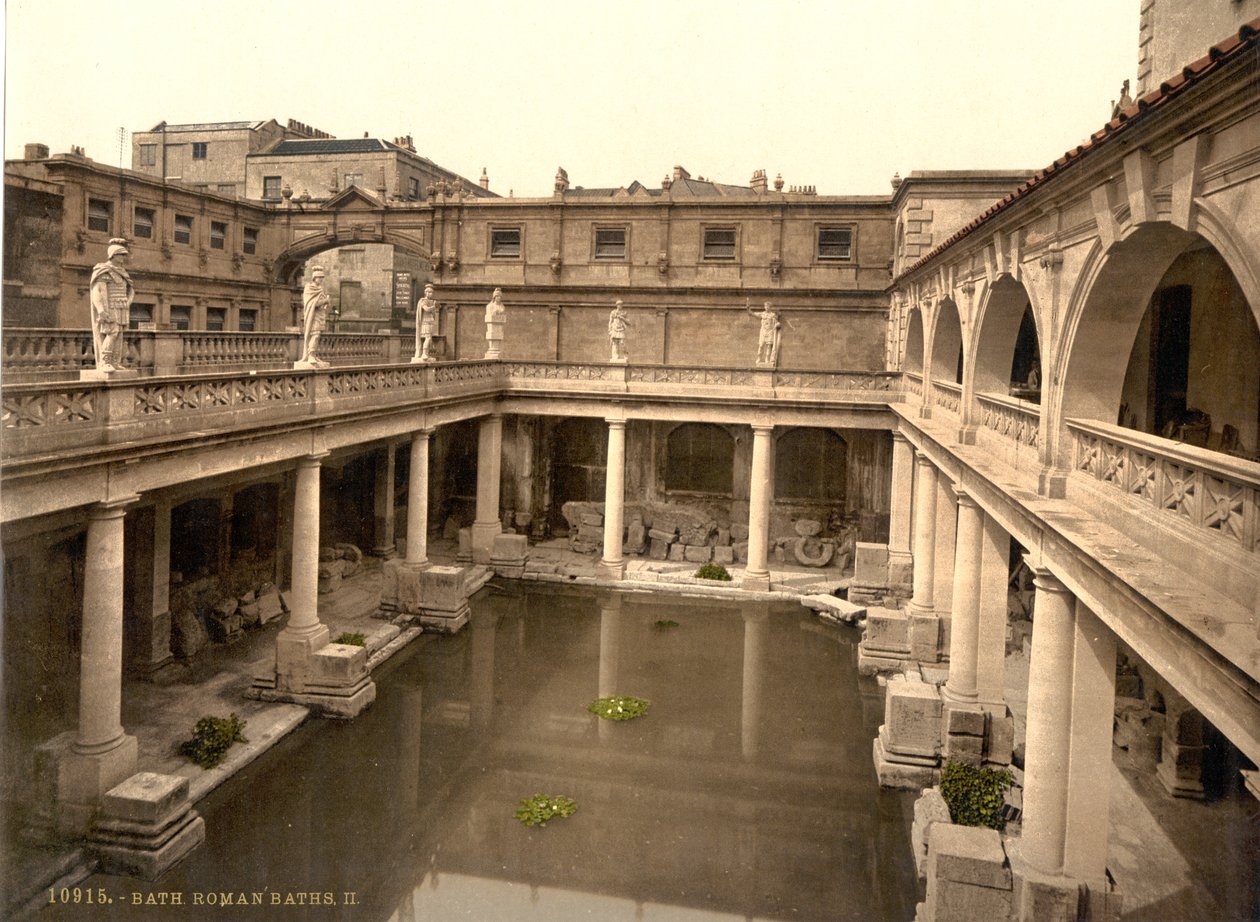 Romerske bade og kloster, Bath, ca. 1890-1900 (fotokromtryk) af Detroit Publishing Co.