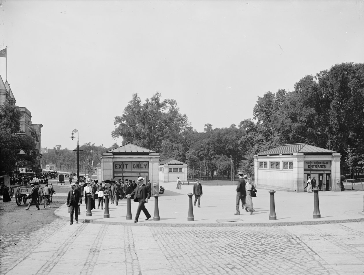 Subway Indgang og Udgang, Boston Common, Boston, Massachusetts, USA, ca. 1900 af Detroit Publishing Co.