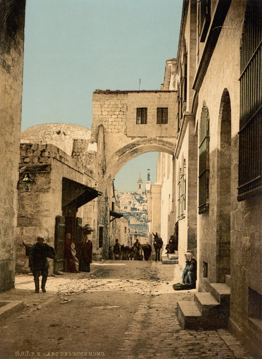 Ecce Homos bue, Jerusalem, Det Hellige Land, ca. 1890-1900 (fotokromtryk) af Detroit Publishing Co.