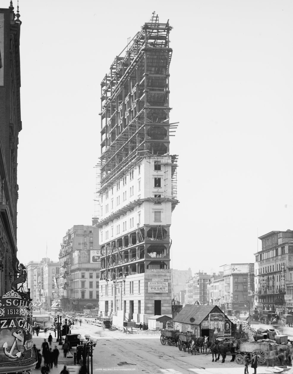 Times Building under Construction, 42nd Street og Longacre Square, New York City, USA, ca. 1904 af Detroit Publishing Co.