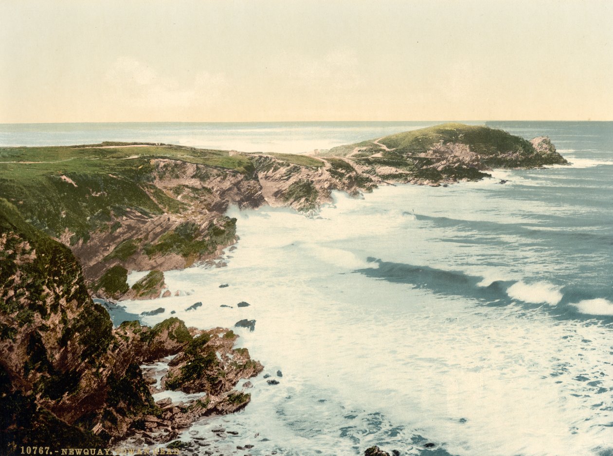 Towan Head, Newquay, Cornwall, England, fotokromtryk, ca. 1900 af Detroit Publishing Co.