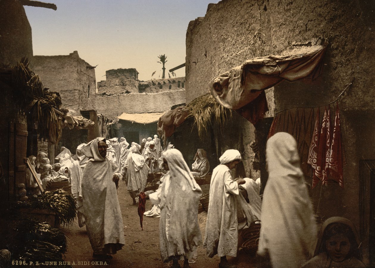Algerisk gade i Sidi Okba, ca. 1899 (photochrom) af Detroit Publishing Co.