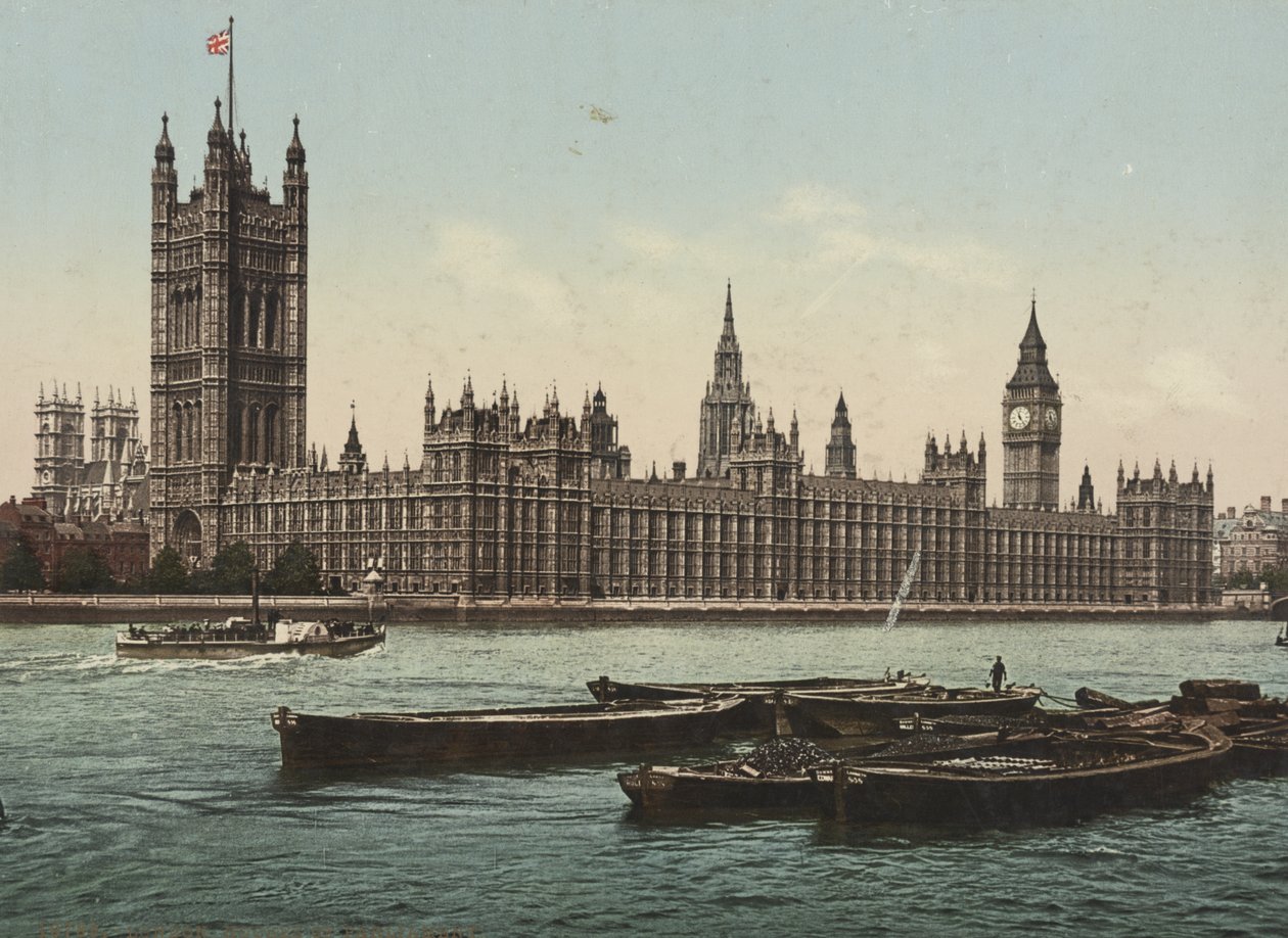 Houses of Parliament fra floden, London, ca. 1890-1900 (fotokrom) af Detroit Publishing Co.